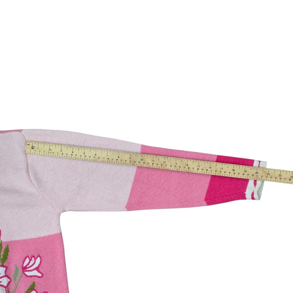 *VTG/NWT* STORYBOOK KNITS Vtg Pink Floral Cardigan, Pink Floral Knit Sweater - Picture 8 of 12